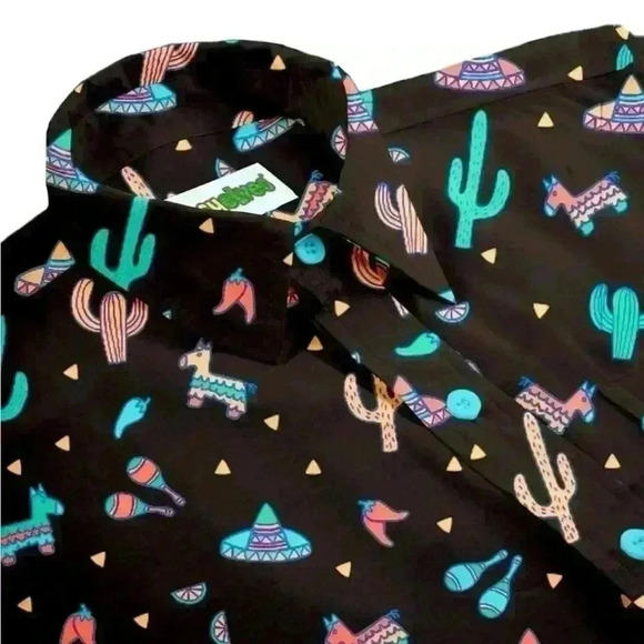 Tipsy Elves Midnight Fiesta Hawaiian Button Up - Picture 2 of 6